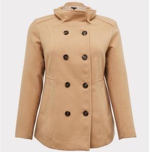 Torrid Beige Double-Breasted Peacoat